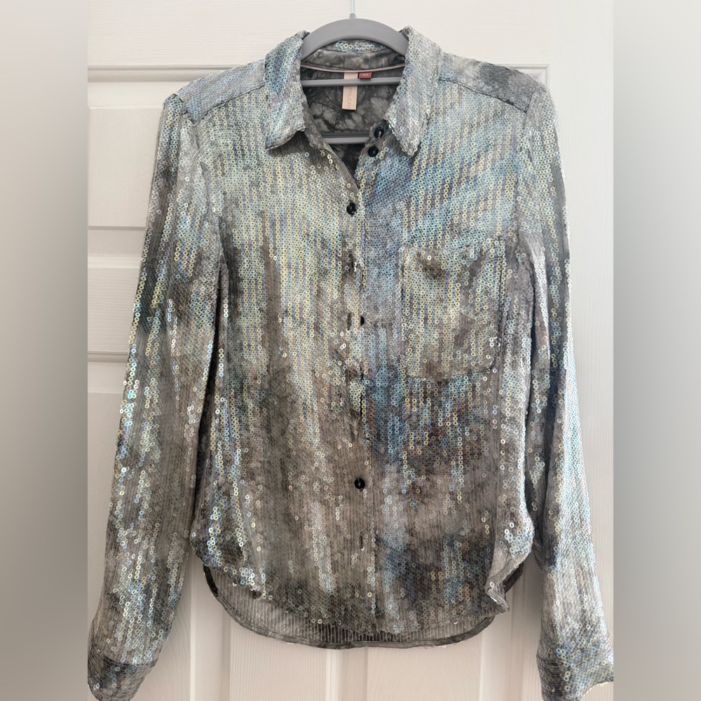 Pilcro button down sequin shirt
